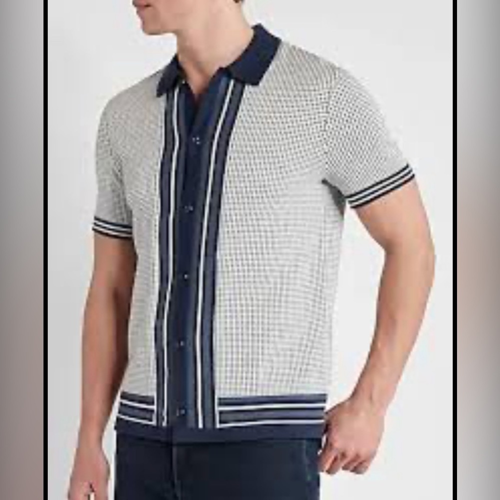 Express birdseye print short sleeve sweater polo